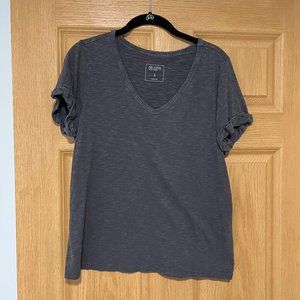 Candace Cameron Bure Sunkissed Garment Dyed Linen Blend Tee, Washed Black, Small